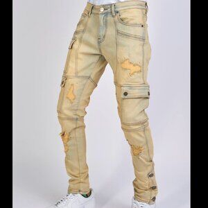 Unworn Politics Cargo Adjustable Stretch Stacked Jeans
